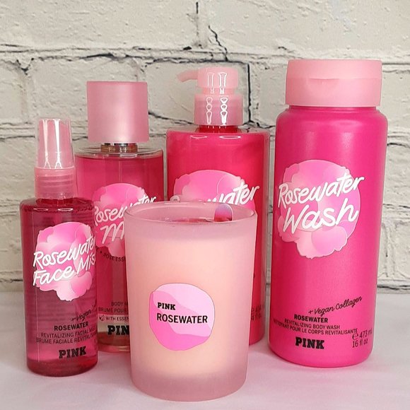 VICTORIA'S SECRET PINK ROSEWATER REVITALIZE BODY CARE 5-PIECE SET NEW - Picture 7 of 16